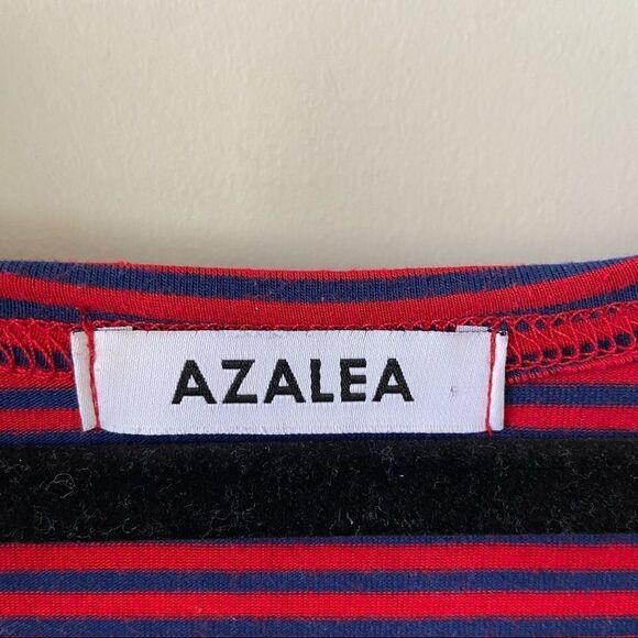 Azalea-red & Navy Stripe 3/4 Sleeve Mini Bodycon Dress (Small) - Picture 8 of 8